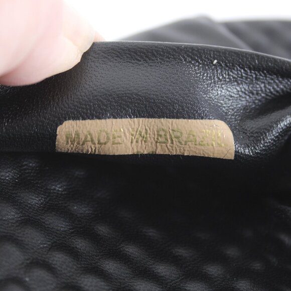 Joan Oloff Sandal Sz 9 M Black Slip On Leather Rubber Sandals - Picture 13 of 13